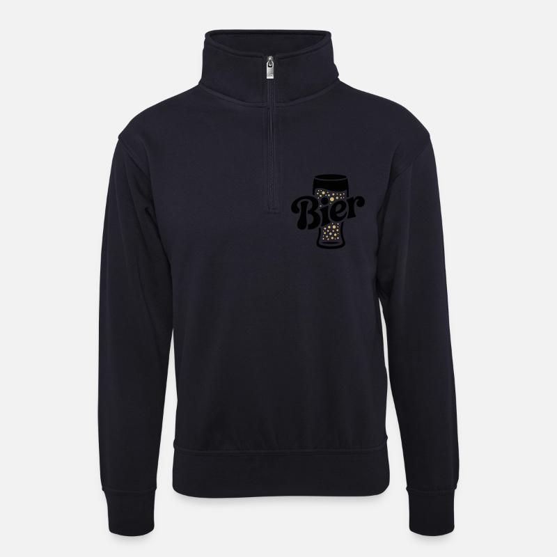 Bier - Cool Beer Logo - Unisex Pullover mit Zip-Kragen - Dunkelnavy