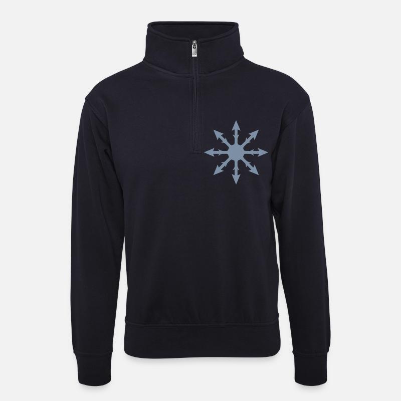 chaos symbol - Unisex Pullover mit Zip-Kragen - Dunkelnavy