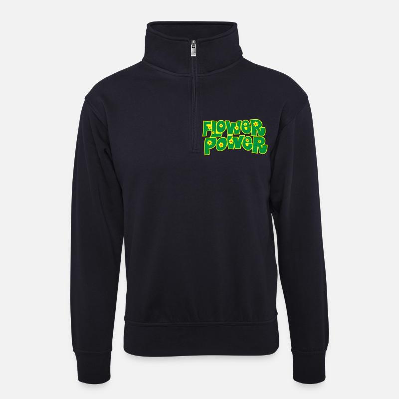 flower_power - Unisex Pullover mit Zip-Kragen - Dunkelnavy
