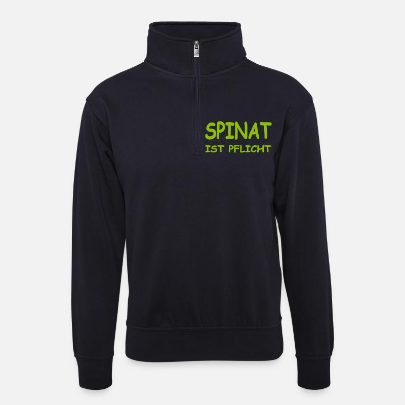 Spinat - Unisex Pullover mit Zip-Kragen - Dunkelnavy