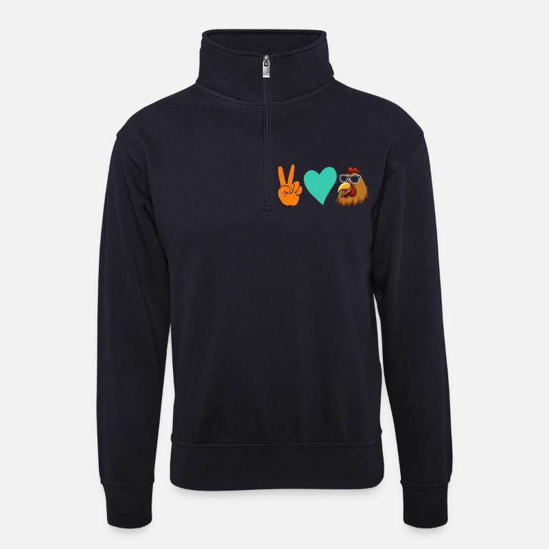 Hühner Henne - Unisex Pullover mit Zip-Kragen - Dunkelnavy