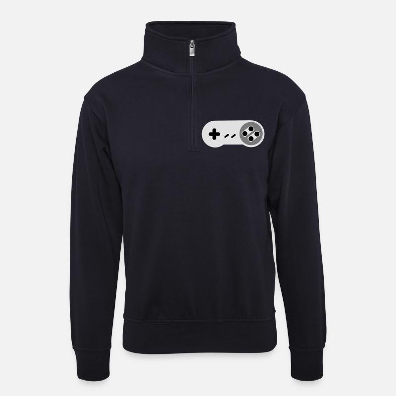 Super NES Controler - Unisex Pullover mit Zip-Kragen - Dunkelnavy