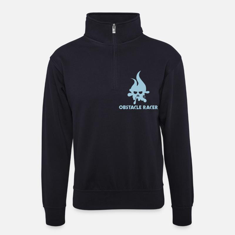 Hindernis Racer Elemente - Unisex Pullover mit Zip-Kragen - Dunkelnavy
