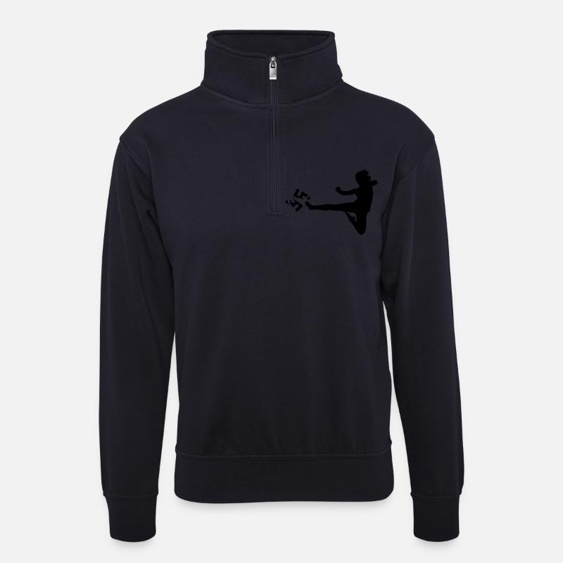 gegen Nazis - Unisex Pullover mit Zip-Kragen - Dunkelnavy