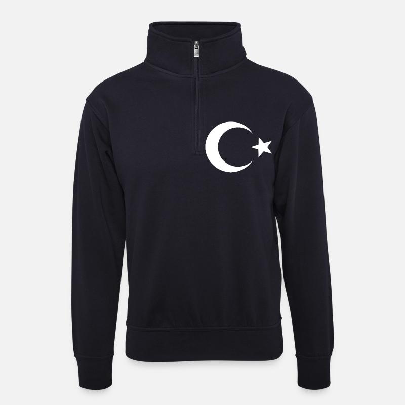 Uiguren - Unisex Pullover mit Zip-Kragen - Dunkelnavy