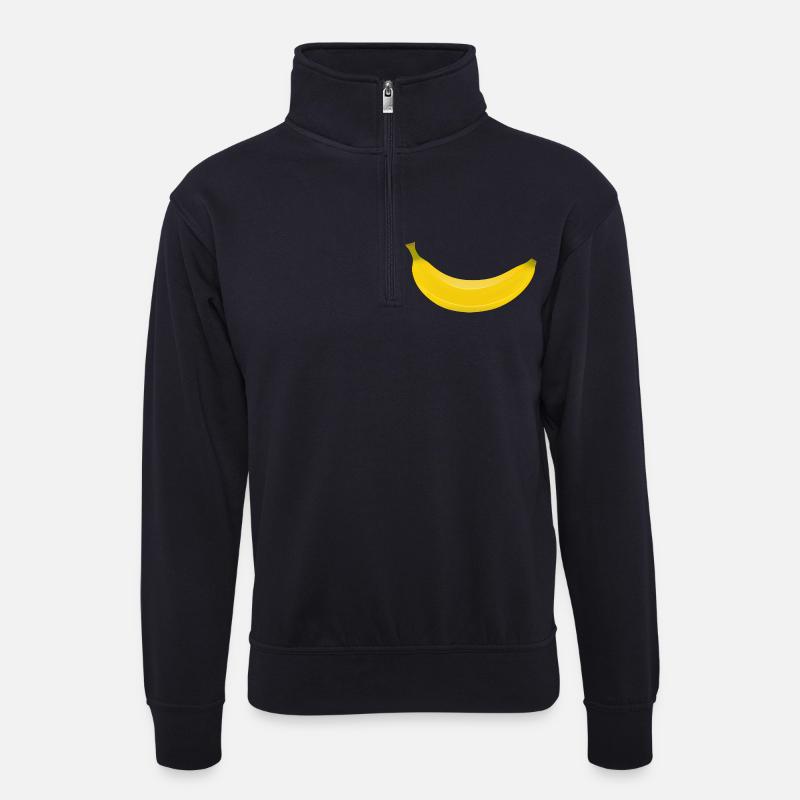 Banane Frucht Essen Geschenkidee - Unisex Pullover mit Zip-Kragen - Dunkelnavy