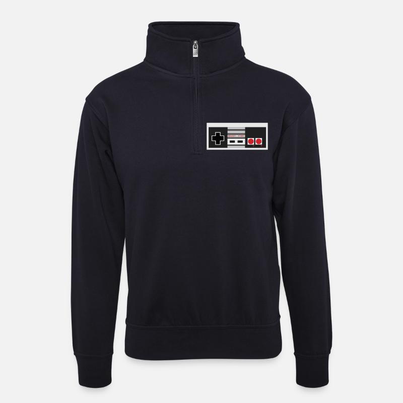 nes Controller - Unisex Pullover mit Zip-Kragen - Dunkelnavy