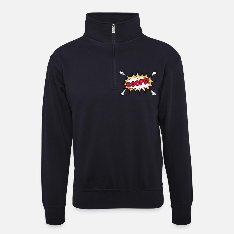 OOOPS Comic Graffiti - Unisex Pullover mit Zip-Kragen - Dunkelnavy