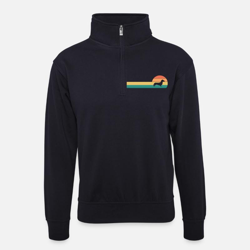 Hund Dackel - Unisex Pullover mit Zip-Kragen - Dunkelnavy
