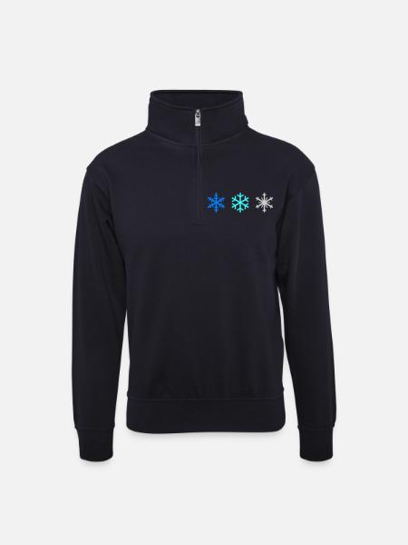 SNOWFLAKES - Unisex sweater with zip collar - dark navy