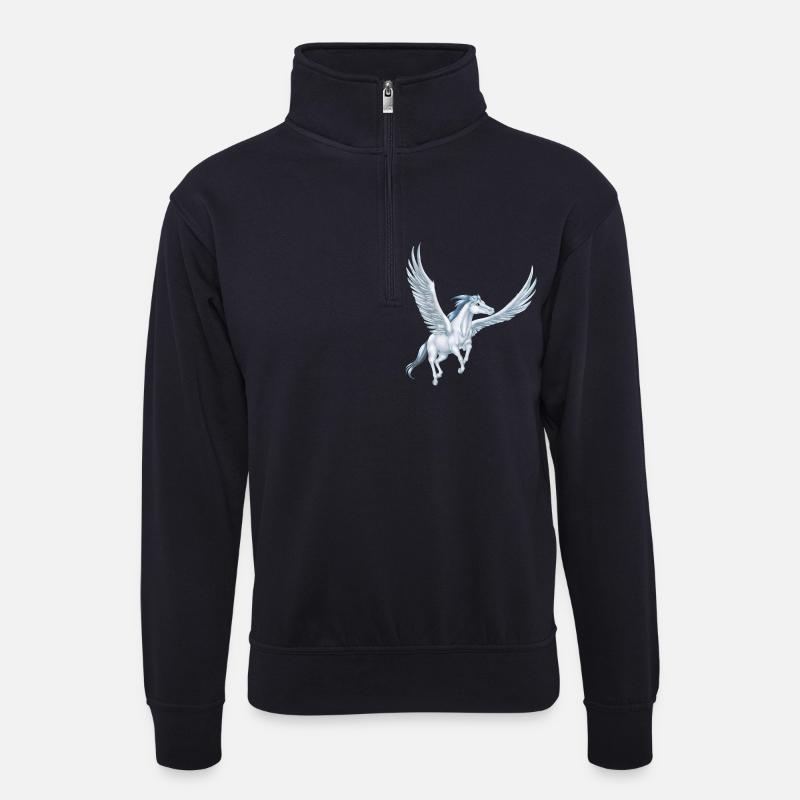 Pegasus 12 (Remake von 3) - Unisex Pullover mit Zip-Kragen - Dunkelnavy