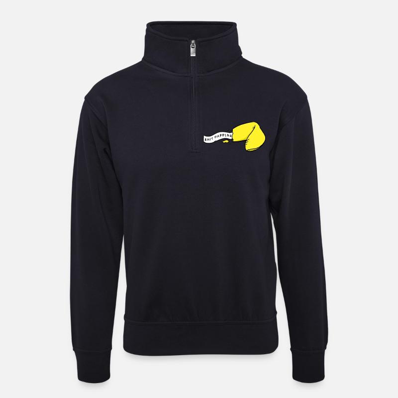 Shit happens - Glückskeks - Unisex Pullover mit Zip-Kragen - Dunkelnavy
