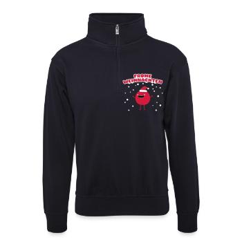 Funny Santa Claus - Frohe Weihnachten - Unisex Pullover mit Zip-Kragen - Dunkelnavy - Vorne