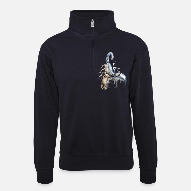 Sternzeichen Skorpion - Unisex Pullover mit Zip-Kragen - Dunkelnavy
