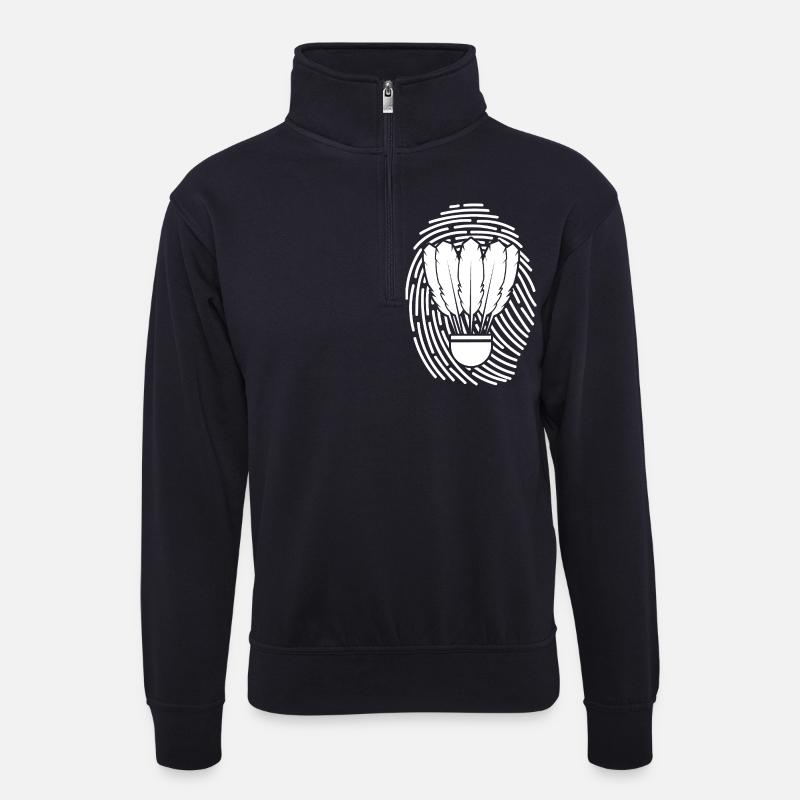 Federball Badminton - Unisex Pullover mit Zip-Kragen - Dunkelnavy