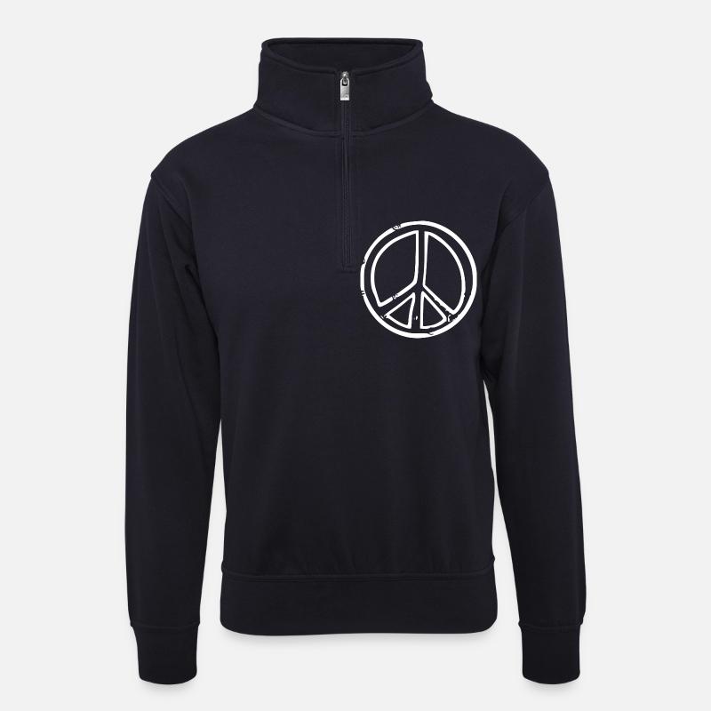 Peacezeichen - Unisex Pullover mit Zip-Kragen - Dunkelnavy