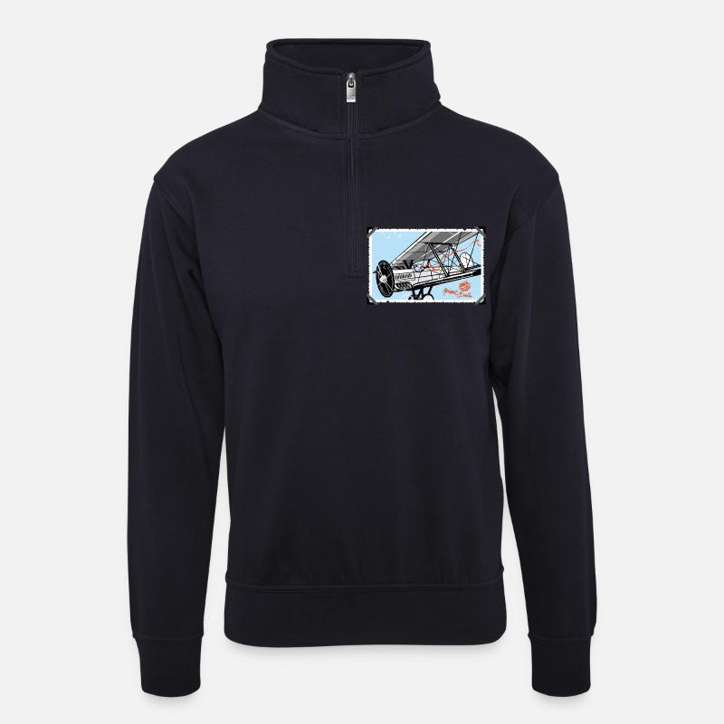 Doppeldecker - Unisex Pullover mit Zip-Kragen - Dunkelnavy