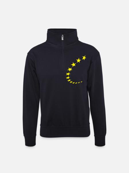 stars1 - Unisex sweater with zip collar - dark navy