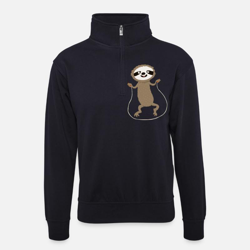 hyperaktives Faultier (ohne Text) - Unisex Pullover mit Zip-Kragen - Dunkelnavy