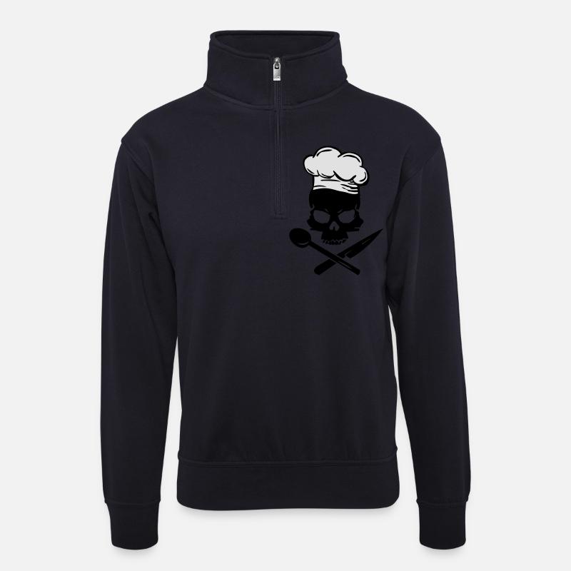 Cooking Skull - Unisex Pullover mit Zip-Kragen - Dunkelnavy