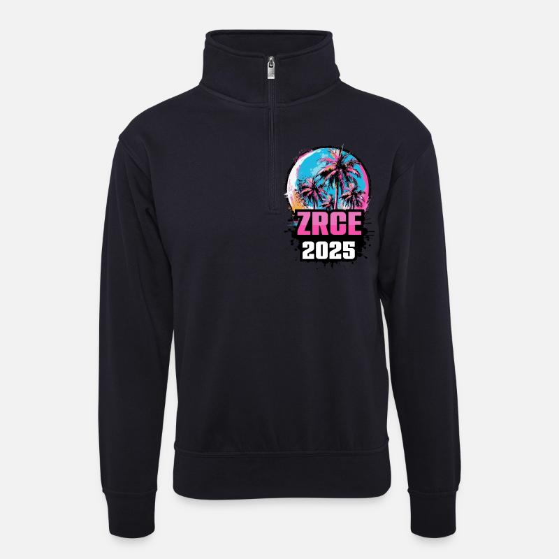 Zrce 2025 Palmen - Unisex Pullover mit Zip-Kragen - Dunkelnavy