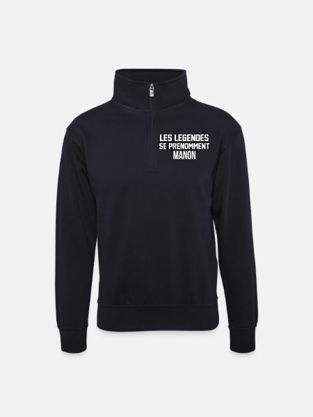 Manon - Sweat col montant zippé unisexe - bleu marine foncé