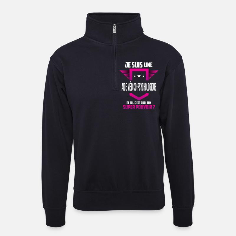 Aide me dico psychologique - Sweat col montant zippé unisexe - bleu marine foncé