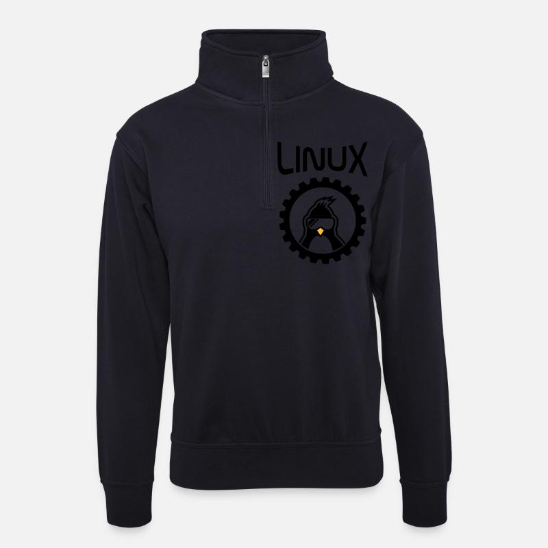 roue linux - Sweat col montant zippé unisexe - bleu marine foncé