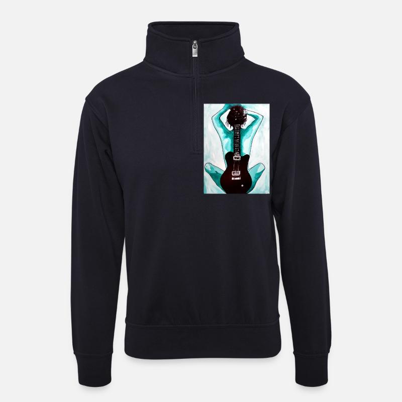 Rock n Roll - Unisex Pullover mit Zip-Kragen - Dunkelnavy