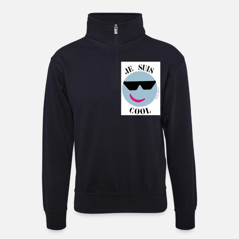 Ich bin Kühle - Unisex Pullover mit Zip-Kragen - Dunkelnavy