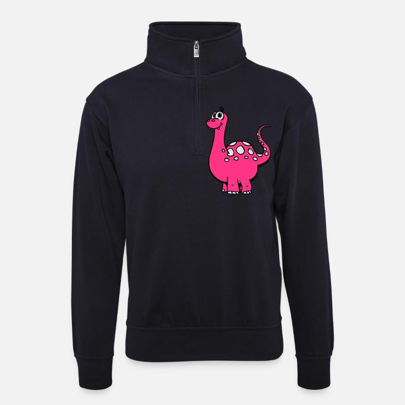 Dino 3c - Unisex Pullover mit Zip-Kragen - Dunkelnavy