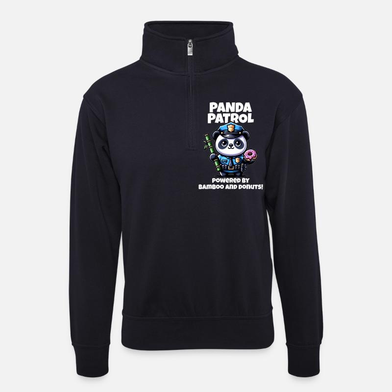 Polizei Panda - Unisex Pullover mit Zip-Kragen - Dunkelnavy