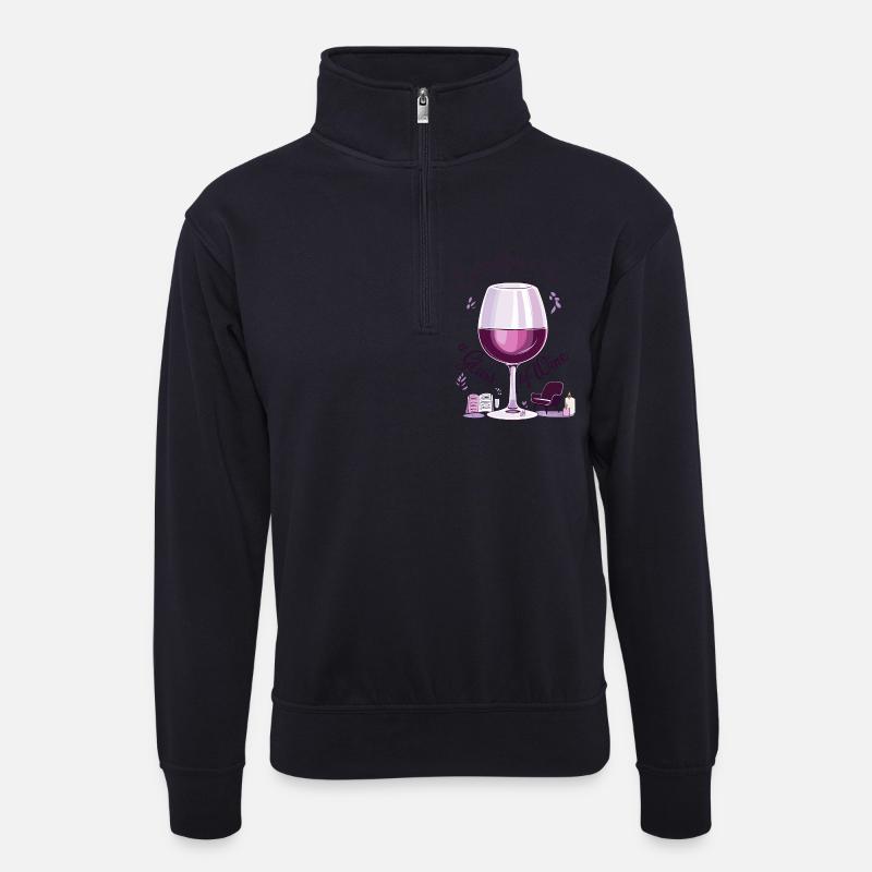 Wein Enthusiasten - Unisex Pullover mit Zip-Kragen - Dunkelnavy