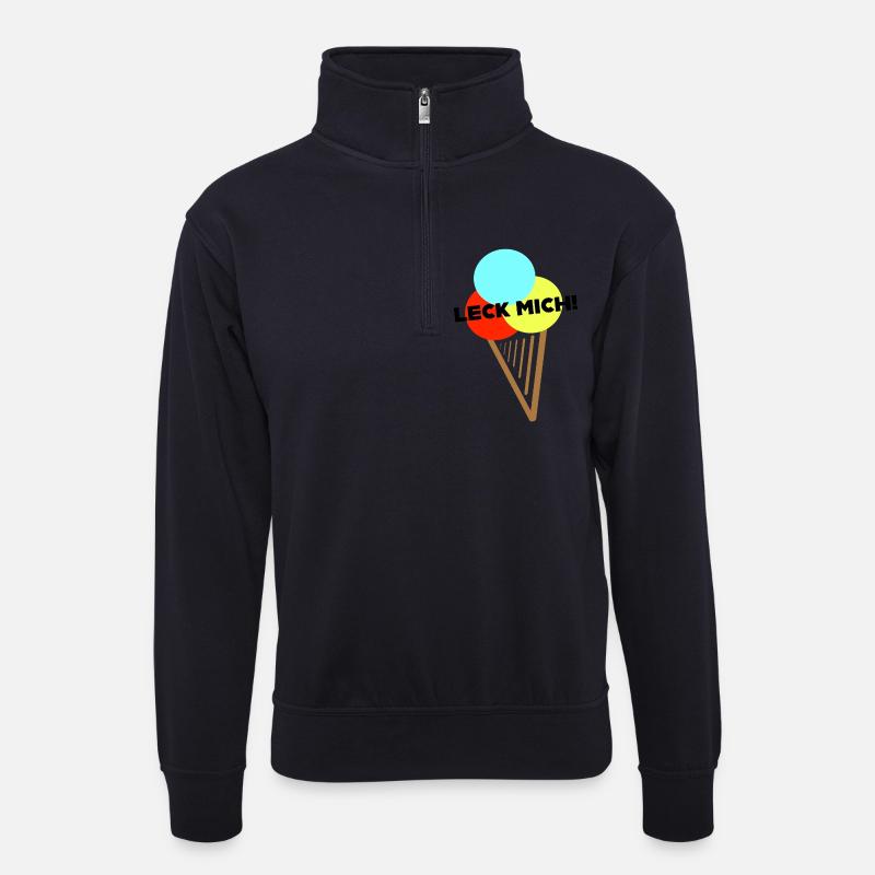 Ach, Leck mich! - Unisex Pullover mit Zip-Kragen - Dunkelnavy