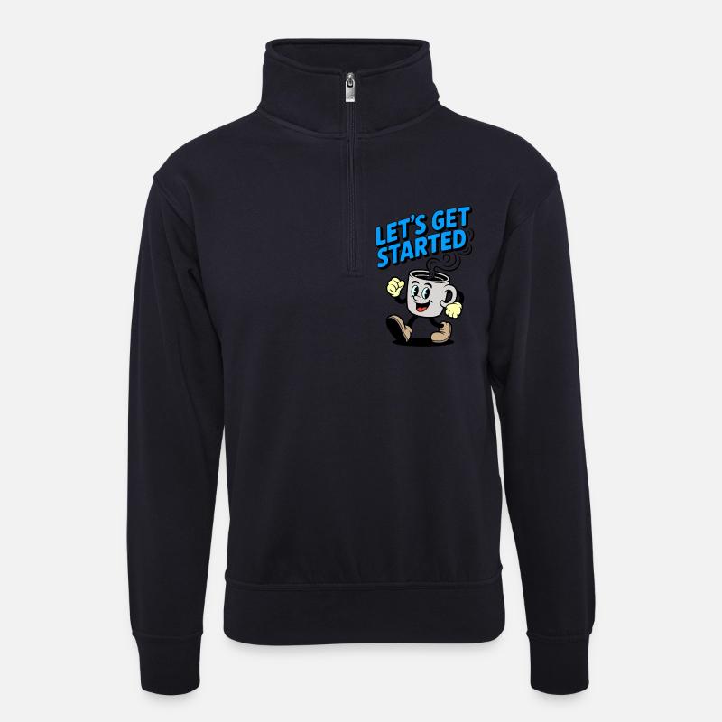Lass uns loslegen Kaffeebecher - Unisex Pullover mit Zip-Kragen - Dunkelnavy