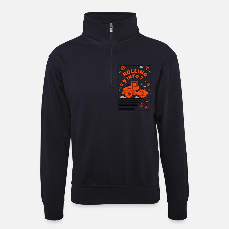 Rolling Into 7 Dampfwalze - Unisex Pullover mit Zip-Kragen - Dunkelnavy