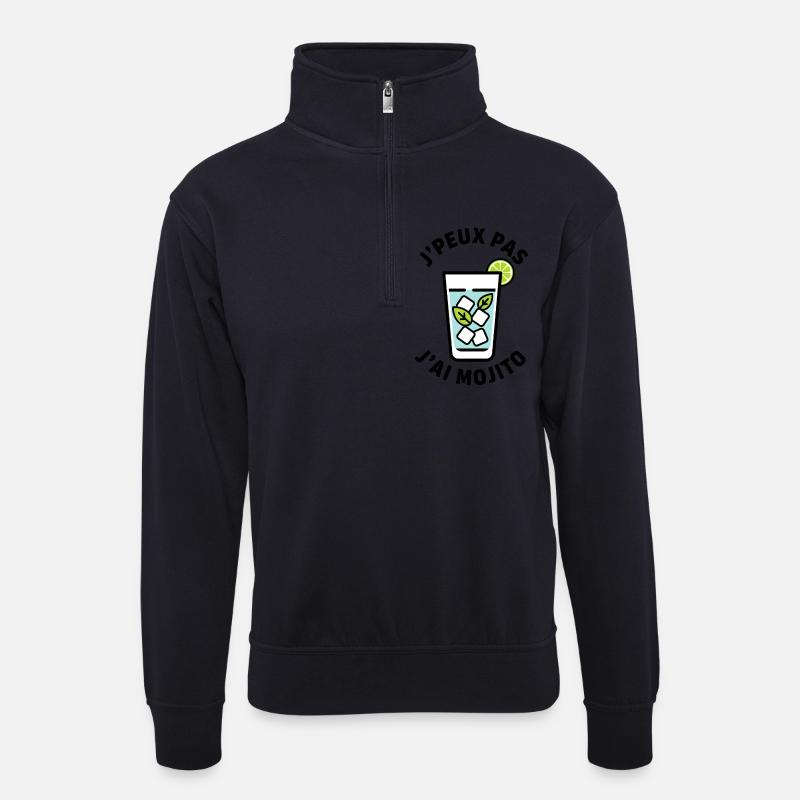 Lime Mint Eisglas - Unisex Pullover mit Zip-Kragen - Dunkelnavy