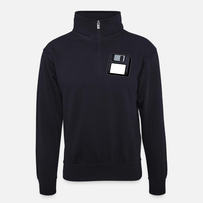 Diskette Retro Symbol Computer - Unisex Pullover mit Zip-Kragen - Dunkelnavy