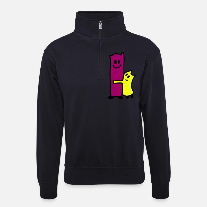 Umarmen - Unisex Pullover mit Zip-Kragen - Dunkelnavy