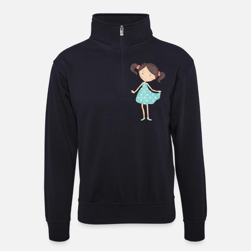 Mädchen - Unisex Pullover mit Zip-Kragen - Dunkelnavy