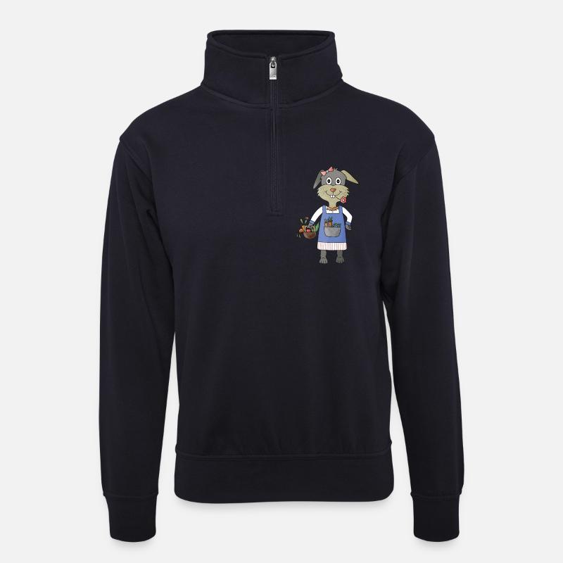 Moerchen Hase Frische vom Feld - Unisex Pullover mit Zip-Kragen - Dunkelnavy