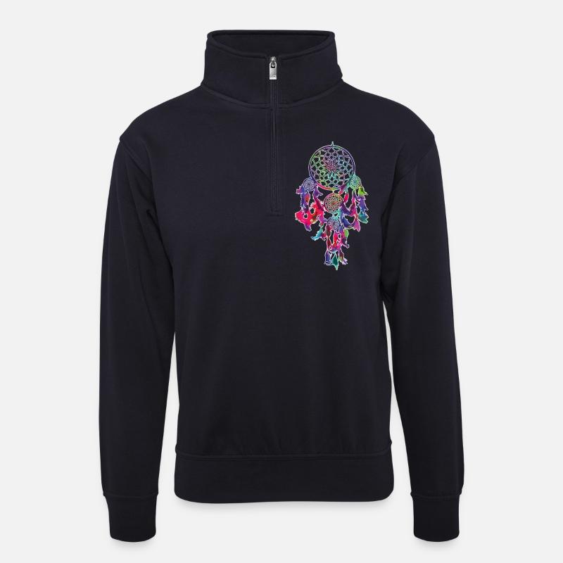 Traumfänger - Unisex Pullover mit Zip-Kragen - Dunkelnavy