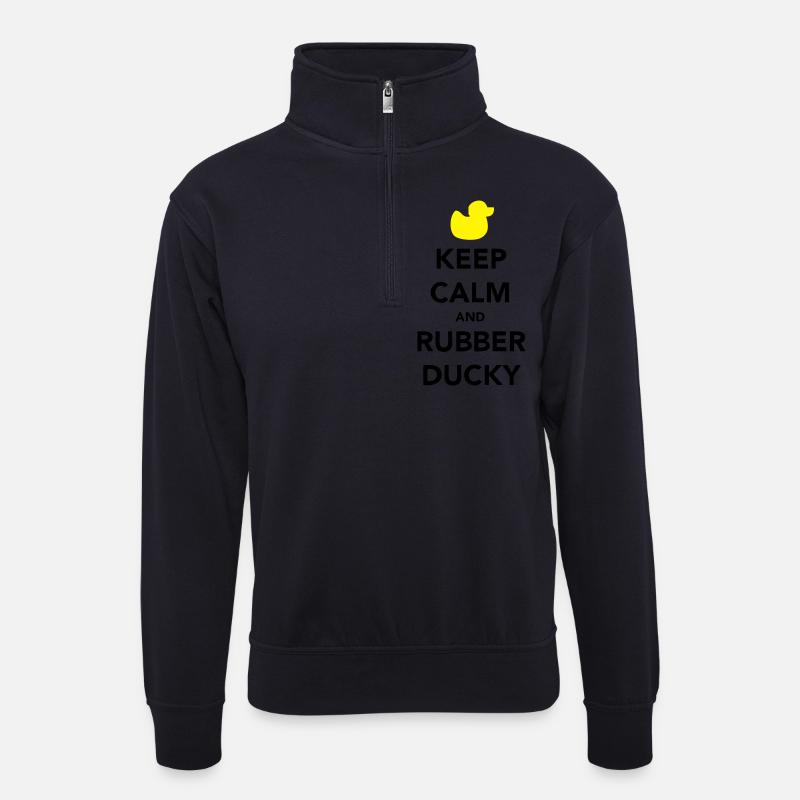 Keep Calm and Rubber Ducky - Unisex Pullover mit Zip-Kragen - Dunkelnavy