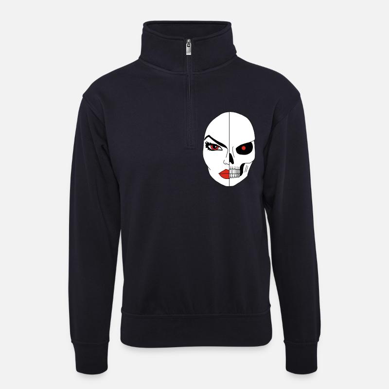Das Gesicht des Todes - Unisex Pullover mit Zip-Kragen - Dunkelnavy