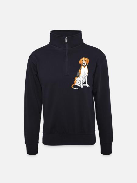 Sitting foxhound - Unisex sweater with zip collar - dark navy