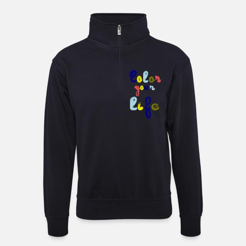 Färben Sie Ihr Leben - Unisex Pullover mit Zip-Kragen - Dunkelnavy