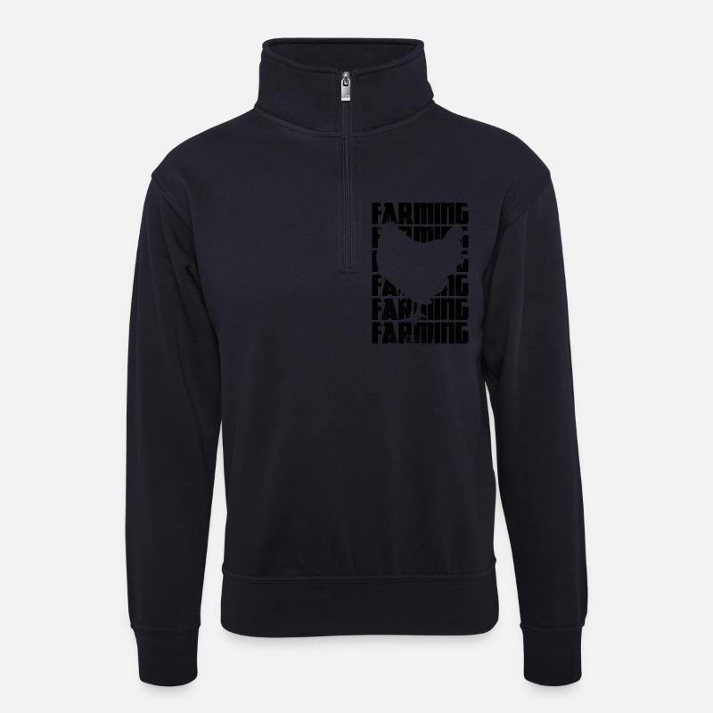 Hühnerfarm - Unisex Pullover mit Zip-Kragen - Dunkelnavy