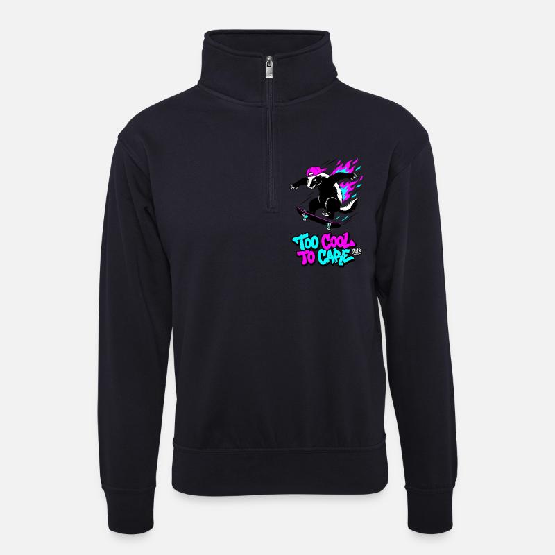 Too Cool To Care 2018 Honigdachs - Unisex Pullover mit Zip-Kragen - Dunkelnavy