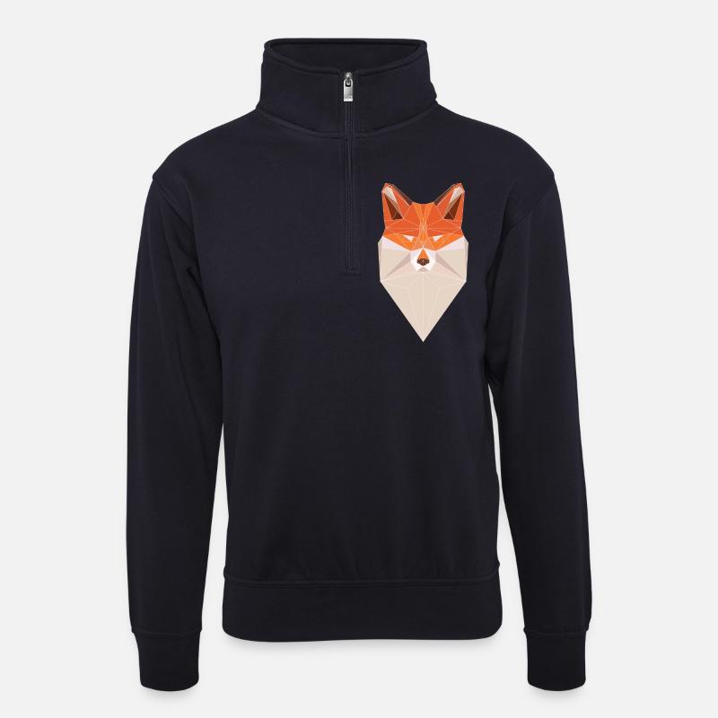 Fuchs Dreiecke - Unisex Pullover mit Zip-Kragen - Dunkelnavy
