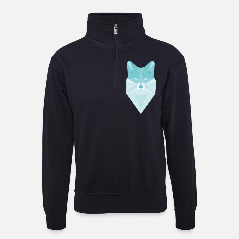 Eis Fuchs - Unisex Pullover mit Zip-Kragen - Dunkelnavy